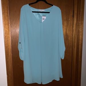 NWT Lush Aqua Blue Long Sleeve Shift Dress - XL